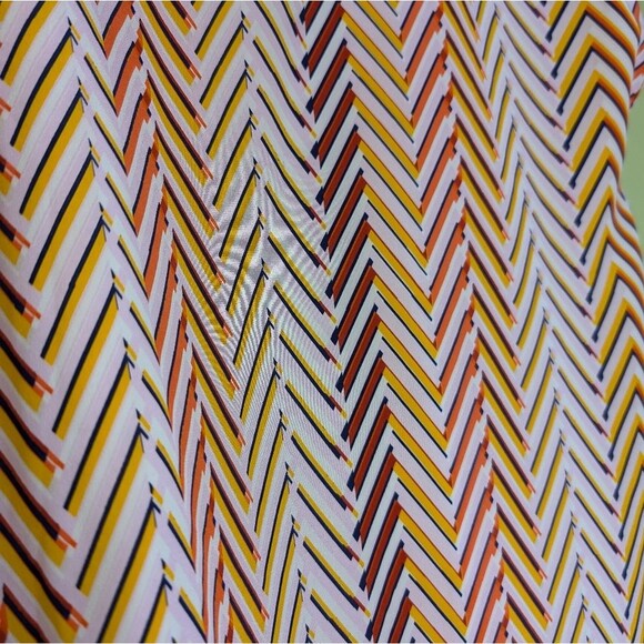Marie Oliver Andi Silk shift dress Chevron stripe yellow orange white sz M - Picture 8 of 8